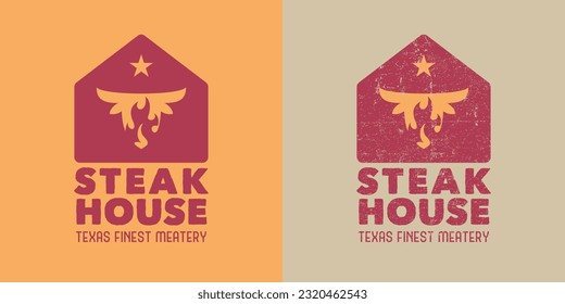 Steakhouse logo with cow head and star