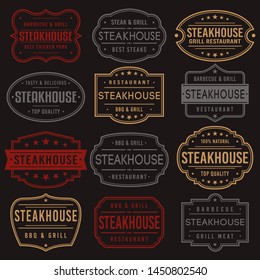 Steakhouse Premium Quality Stamp. Frames. Grunge Design. Icon Art Vector. Old Style Frames.