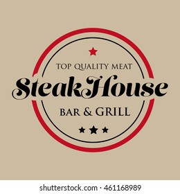 Steakhouse Stamp Logo - Grill And Bar