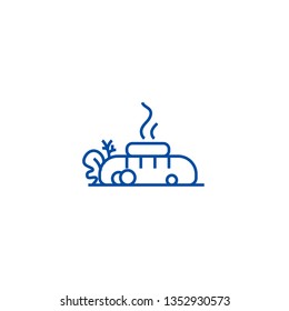 Steak,meat fried,bread with butter line icon concept. Steak,meat fried,bread with butter flat  vector symbol, sign, outline illustration.
