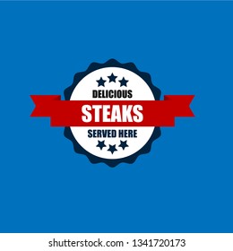 steaks - delicious,served here. label,sticker.