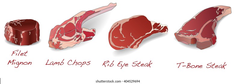 steaks set vector isolated on white background