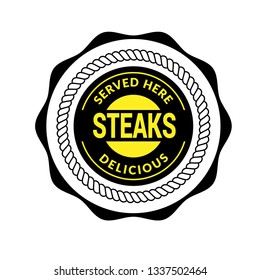 Steaks vintage circle stamp. Steaks delicious,served here.