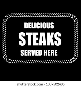 Steaks vintage circle stamp. Steaks delicious,served here.
