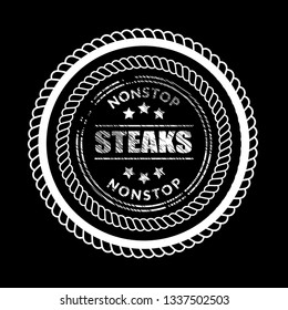 Steaks vintage circle stamp. Steaks delicious,served here.