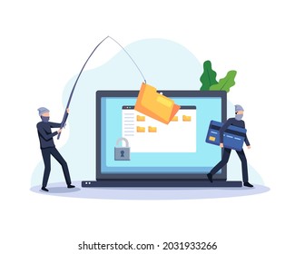 Steal Data Concept Illustration Hackers Cyber Stock Vector (Royalty ...