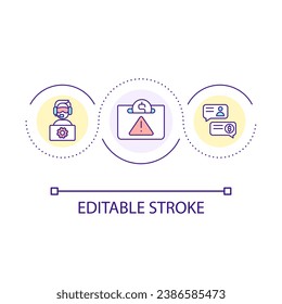 Steal finance loop concept icon. Hacker attack. Money blackmail. Digital fraud. Internet scam abstract idea thin line illustration. Isolated outline drawing. Editable stroke. Arial font used