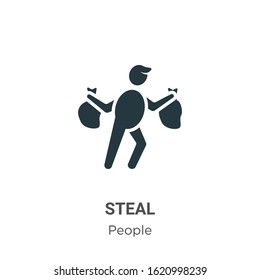 Steal glyph icon vector on white background. Flat vector steal icon symbol sign from modern people collection for mobile concept and web apps design.
