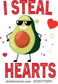 I Steal Hearts Valentines Day Dabbing Avocado Eps, Digital Download