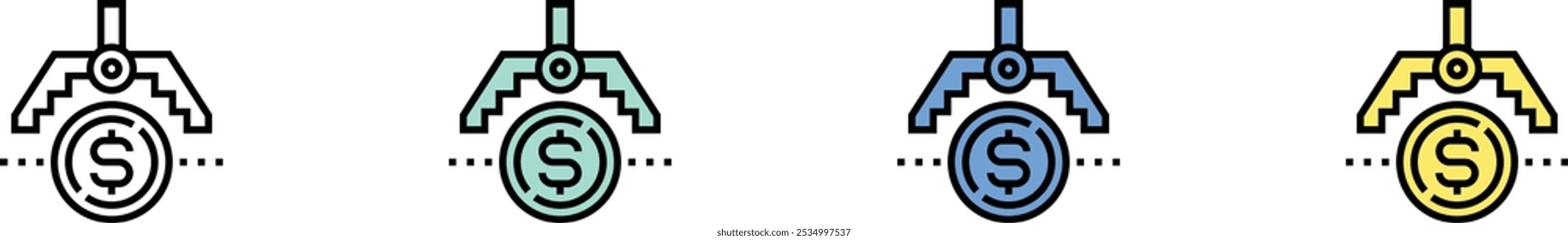 steal icon. Outline, Green, Blue and Yellow Style Design Isolated On White Background