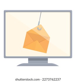 Stehlen Sie E-Mail-Symbol-Cartoon-Vektorgrafik. Cyberangriff. Online-Daten