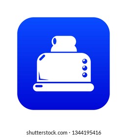 Steal toaster icon blue vector isolated on white background
