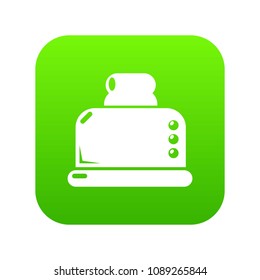 Steal toaster icon green vector isolated on white background