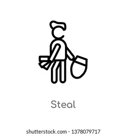 steal vector line icon. Simple element illustration. steal outline icon from people concept. Can be used for web and mobile