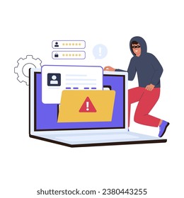 Stealing data account illustration concept. hacker attack. vector flat illustration