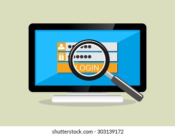Stealing data concept illustration. IT background. Data protection, security system, brute force.