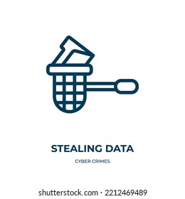 Stealing Data Icon. Linear Vector Illustration From Cyber Crimes Collection. Outline Stealing Data Icon Vector. Thin Line Symbol For Use On Web And Mobile Apps, Logo, Print Media.