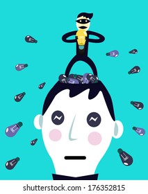 Stealing Idea from businessman. business concept. Vector illustration
