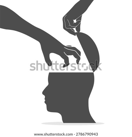 Stealing the idea from head. Concept of commercial espionage and trying to get insider information. Commercial spying concept. Business and politic.