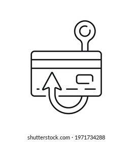 Stealing money linear icon. Phishing and spam. Hacking. Thin line customizable illustration. Contour symbol. Vector isolated outline drawing. Editable stroke