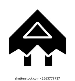 Stealth Bomber Aircraft Icon. Concept of Military Technology and Aviation.