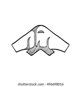 Stealth bomber  icon in doodle sketch lines. Aircraft military attack avionics anti radar