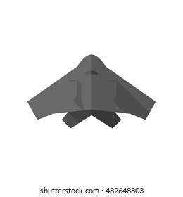 Stealth bomber  icon in flat color style. Aircraft military attack avionics anti radar