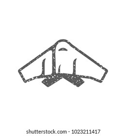 Stealth bomber  icon in grunge texture. Vintage style vector illustration.