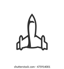Stealth bomber  icon in single color. Aircraft military attack avionic anti radar