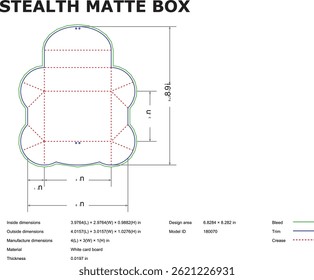 Ilustração De Vetor De Blueprint De Caixa Fosco Furtivo Para Design De Embalagem E Fabricação