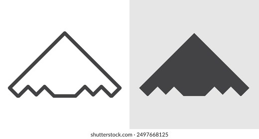 Stealth plane icon Black line art vector logo set