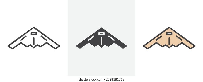 Stealth plane icon Outline sign symbol set