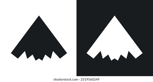 Stealth planeline vector icon set in solid and outline style.