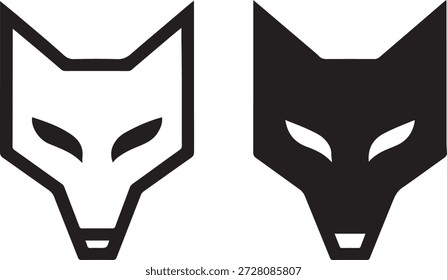 Stealthy Fox Icon Outline geometric fox head icon for modern design and branding elements isolated on white background