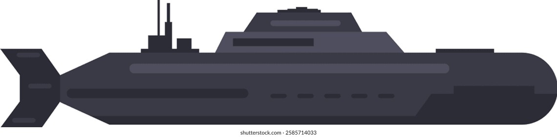 Stealthy military submarine navigating underwater, representing naval defense, maritime power, and underwater warfare technology, with periscope and communication antennas visible above the surface