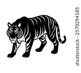 Stealthy tiger stalking silhouette icon design