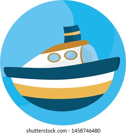 Steam boat icon, ship vector illustration,  summer cruise, shipping icon