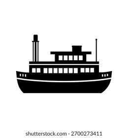 Ilustración de Arte vectorial de silueta de modelo de barco de vapor