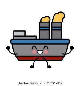 steam boat ship kawaii cartoon