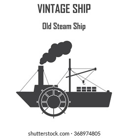 Steam Boat, Ship Vector Icon.