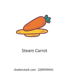 Steam Carrot Vector Filled outline Icon Design illustration. Workout Symbol on White background EPS 10 File