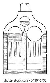 Steam chests, Fireplace door, vintage engraved illustration. Industrial encyclopedia E.-O. Lami - 1875.
