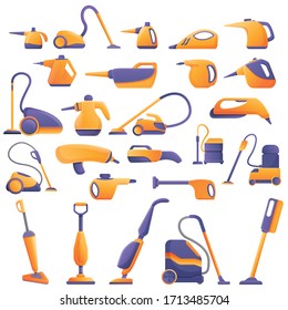 Steam cleaner icons set. Cartoon set of steam cleaner vector icons for web design