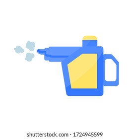The steam cleaner is isolated on a white background. Vector illustration in flat style.  cleaning accessories in cartoon style. Household appliances for home and office cleaning.
