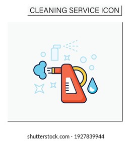 Steam cleaning color icon. Cleaning method. Steaming process. Cleanup flooring and household dirt removal. Cleaning service concept. Isolated vector illustration