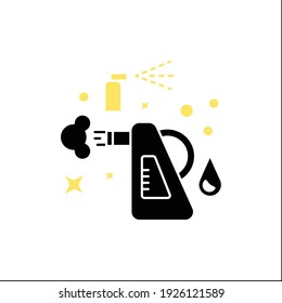 Dampfreinigungssymbol. Reinigungsverfahren. Dampfprozess. Reinigung des Bodens und Beseitigung des Haushaltsschmutzes. Reinigungskonzept. Flat Schild. Isolierte Silhouette, Vektorgrafik