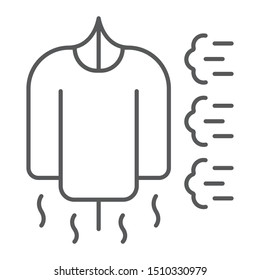 Steam clothes cleaning thin line icon, laundry and clean, clothes service sign, vector graphics, a linear pattern on a white background, eps 10.