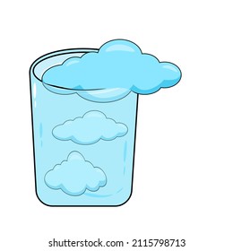 Steam cloud in glass. Vector illustration isolated on white background.