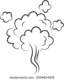 Icono de línea de nube de vapor. Efecto humo cómico