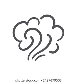 Steam cloud swirl lines icon. Bad smell or stink odour, toxic fume and atmosphere gas, smoke of cigarettes or hot fire, vapor steam. Air winds blow upward icon of doodle style vector illustration